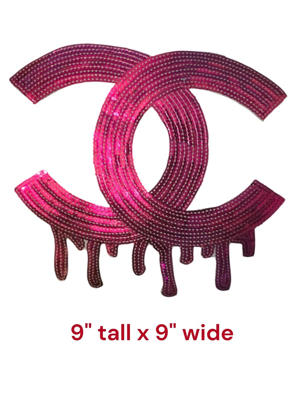 Large Pink Sequin Drip Fashion Luxury Iron On Patch 9"